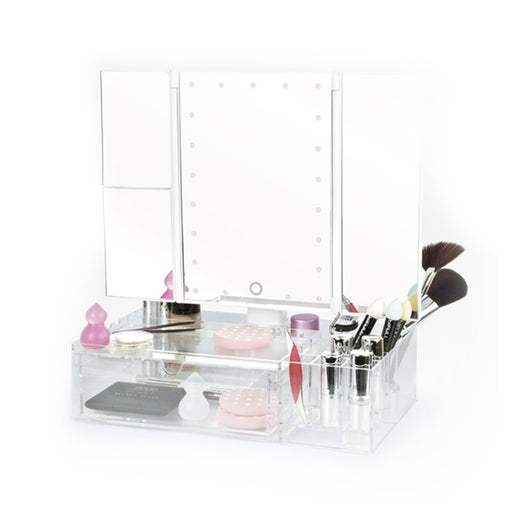 Miroir de Maquillage avec Lumière Tactile, Grossissement et Organisateur - Perfect Beauty - 1