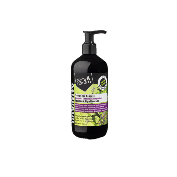 Shampoing Reconstructeur Sans Sel à la Spiruline et à l&#39;Algue Chlorelle 500 ml - Real Natura - 1