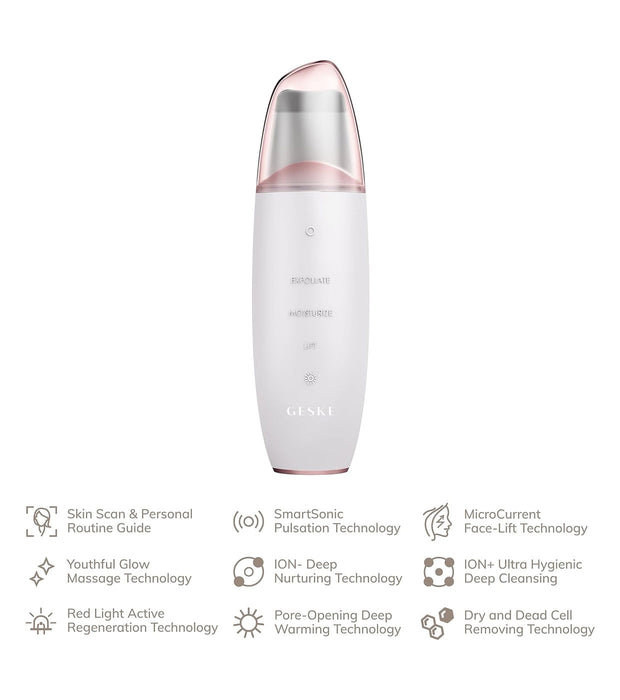 Nettoyant visage Microcurrent Scrubber & Blackhead Remover 9-en-1 - Or rose blanc - Geske - 4