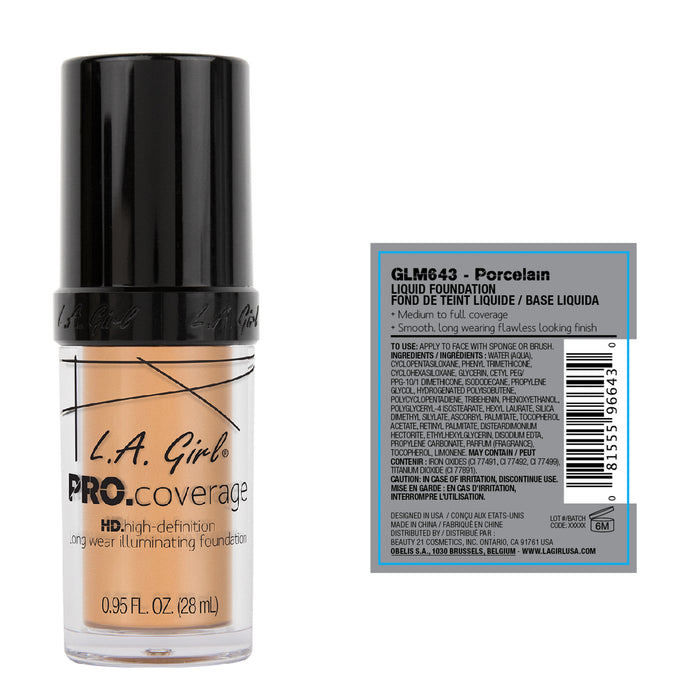 Fond de teint liquide - Pro Coverage Illuminating - L.A. Girl : Porcelain - 2