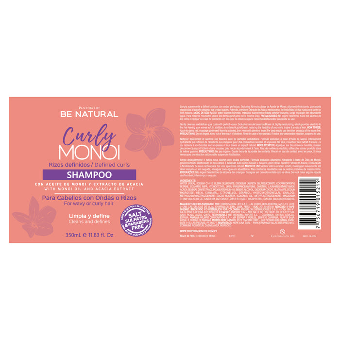 Defined Rizos Curly Monoi Shampooing 350 ml - Be Natural - 2