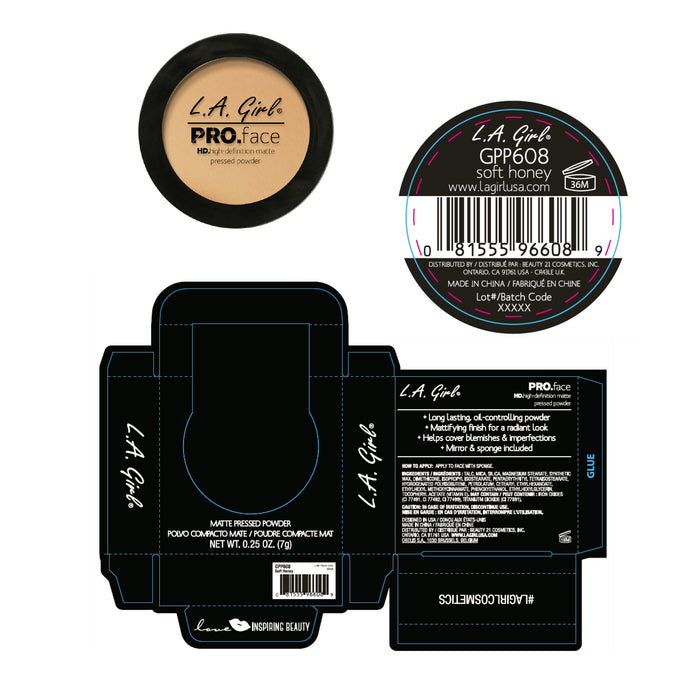 Poudre compacte - Pro Face Matte - L.A. Girl : Soft honey - 2