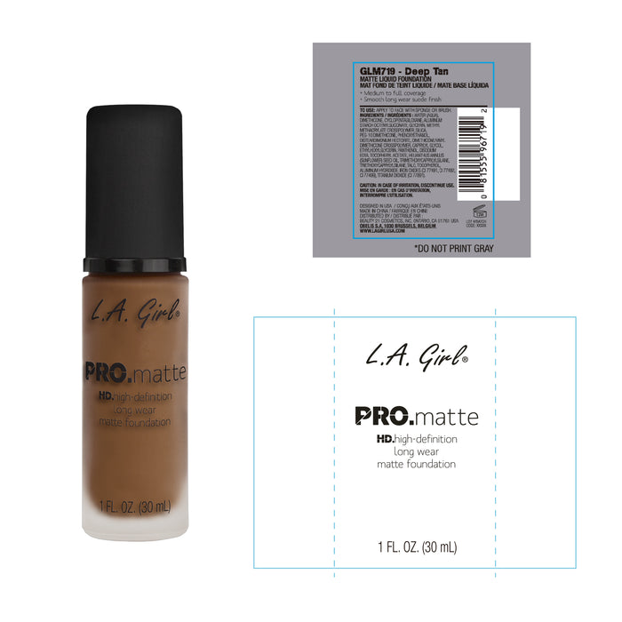 Fond de teint Pro Matte - L.A. Girl : Deep Tan - 2