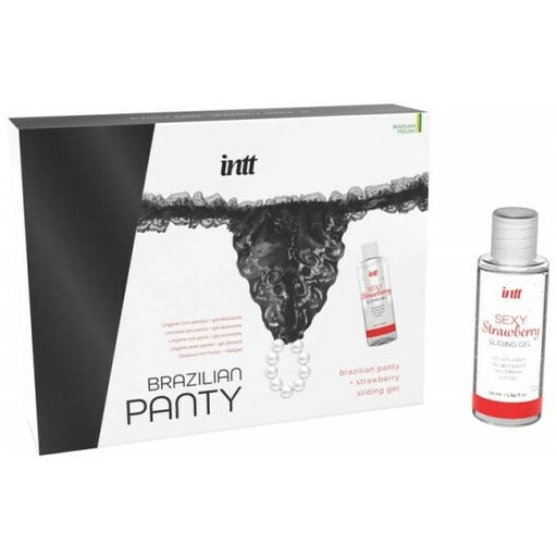 Culotte brésilienne noire + Gel glissant à la fraise - Intt - 1
