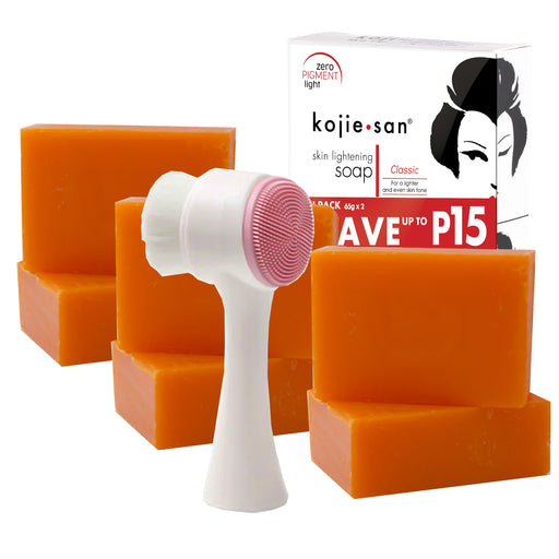 Packs 6 comprimés de savon à l'acide kójique et brosse faciale - Kojie San - 1