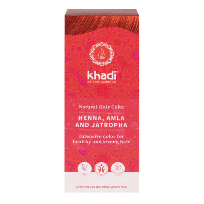 Henné naturel avec Amla et Jatropha. Rouge. 100 grammes - Khadi - 1