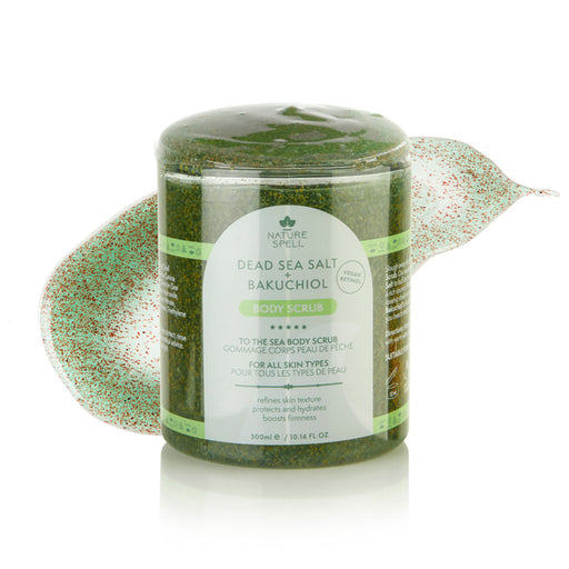 gommage corporel au bakuchiol, sel de la mer morte et thé vert 300 ml - Nature Spell - 1