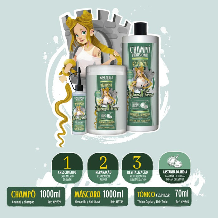 Pack Rapunzel: Shampooing 1000ml + Masque 1000ml + Tonique 70ml