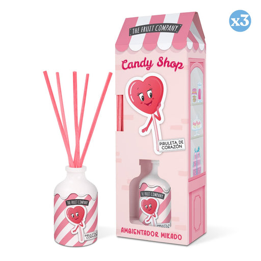 Pack 3x - Diffuseur Mikado Candy Edition 40ml - Sucette Coeur - The Fruit Company - 1