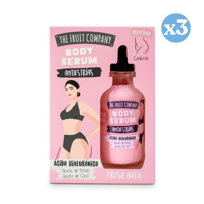 Pack 3x - SÉRUM POUR LE CORPS À L'ACIDE HYALURONIQUE SPÉCIAL VERGETURES - FRAISE CRÈME 118 MLTFC - The Fruit Company - 1