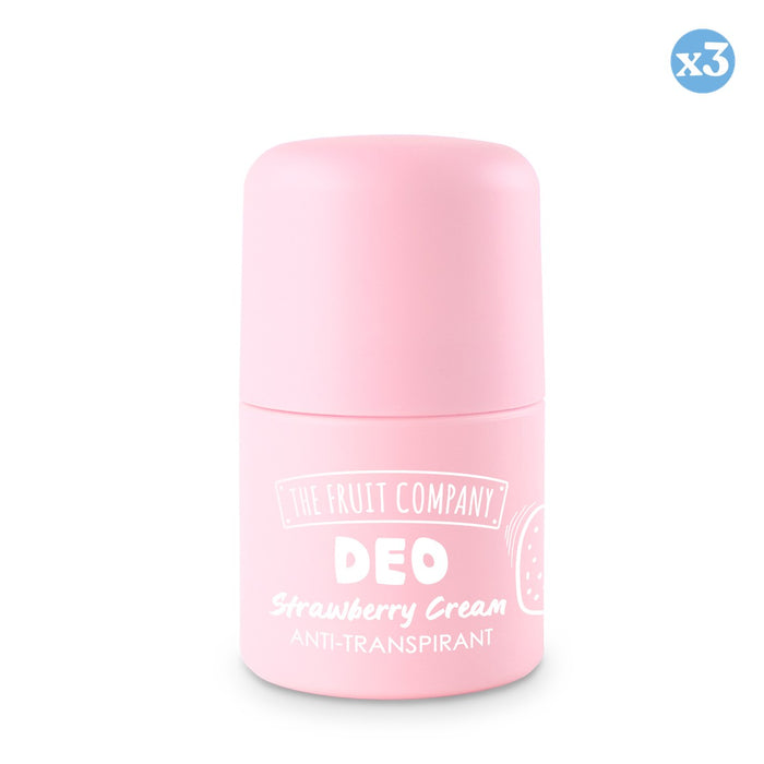 Pack 3x - DÉO ROLL-ON FRAISE CRÈME ANTI-TRANSPIRANT TOUCHER DOUX - The Fruit Company - 1