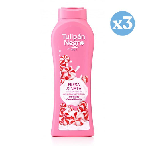 Pack 3x - Gel douche et bain Kiss fraise et crème - Tulipan Negro - 1