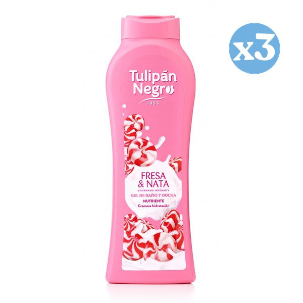 Pack 3x - Gel douche et bain Kiss fraise et crème - Tulipan Negro - 1