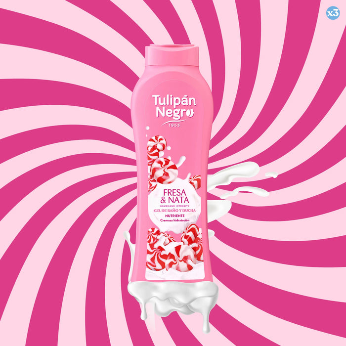 Pack 3x - Gel douche et bain Kiss fraise et crème - Tulipan Negro - 3