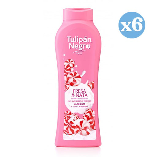 Pack 6x - Gel douche et bain à la fraise et crème de Kiss - Tulipan Negro - 1