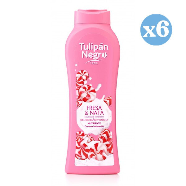 Pack 6x - Gel douche et bain à la fraise et crème de Kiss - Tulipan Negro - 1