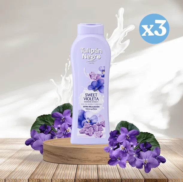 Lot de 3 - Gel douche et bain Violet doux - Tulipan Negro - 3