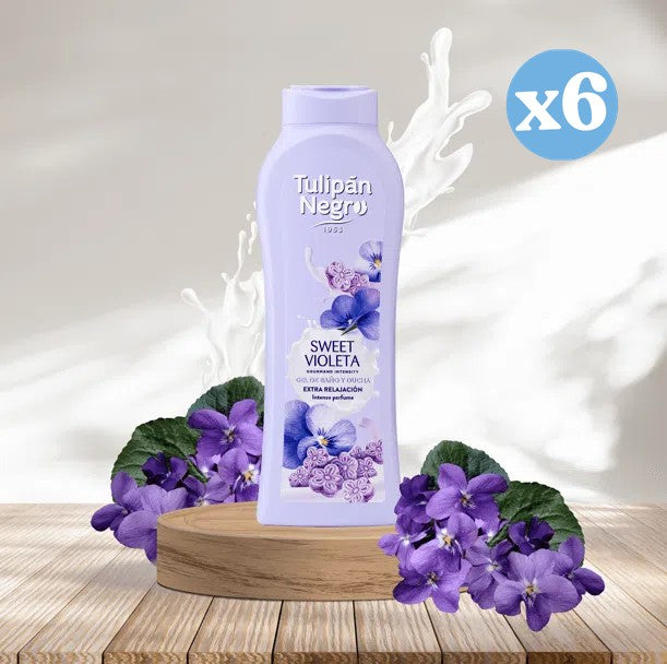 Pack de 6 - Gel douche et bain à la violette douce - Tulipan Negro - 3