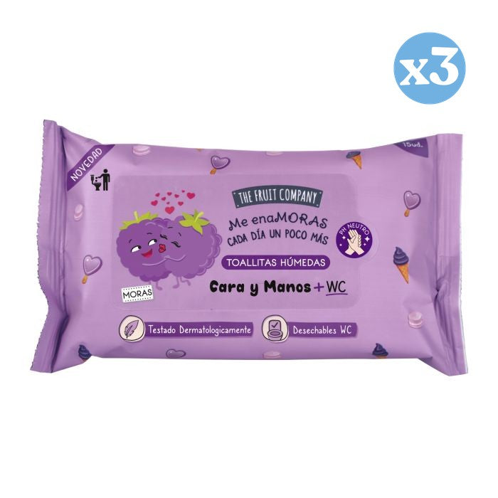 Lot de 3 - Lingettes hydroalcooliques aux Mûres - The Fruit Company - 1