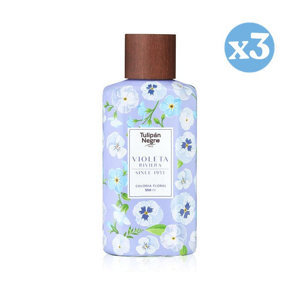 Pack 3x - Eau de Cologne Floral Violette : 500 ML - Tulipan Negro - 1