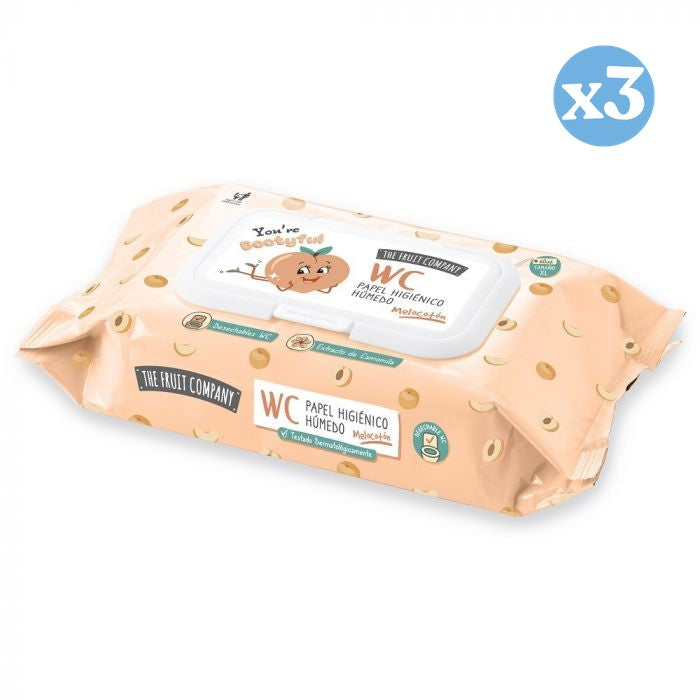 Pack 3x - Papier Hygiénique Humide Pêche - The Fruit Company - 1