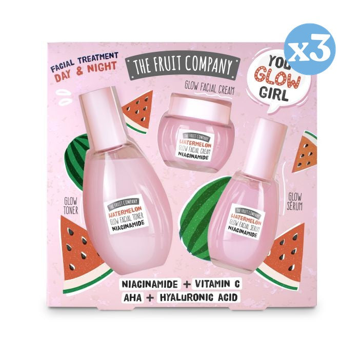 Pack 3x - Ensemble Facial Glow Sandía Tonique + Crème + Sérum - The Fruit Company - 1