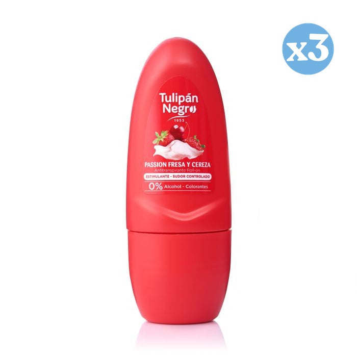 Pack 3x - Déodorant Roll-on Fraise et Cerise - Tulipan Negro - 1