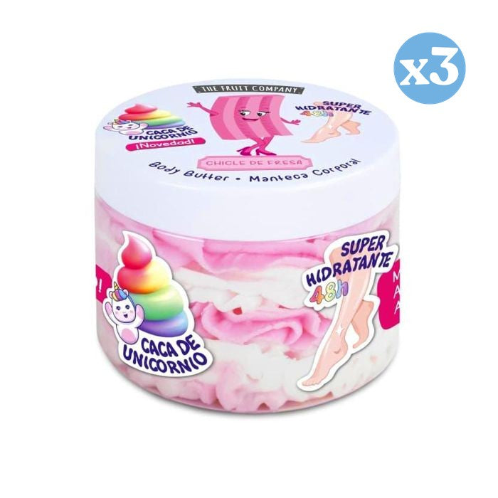 Pack 3x - Beurre Corporel Chewing-gum Fraise 250 ml - The Fruit Company - 1