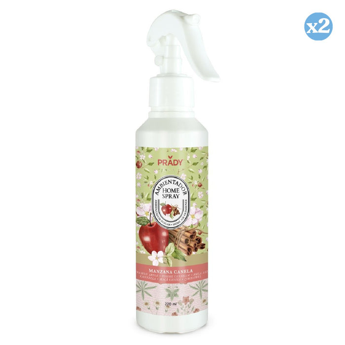 Pack 2x - PARFUM D'AMBIANCE SPRAY MAISON POMME & CANNELLE 220ML - Prady - 1