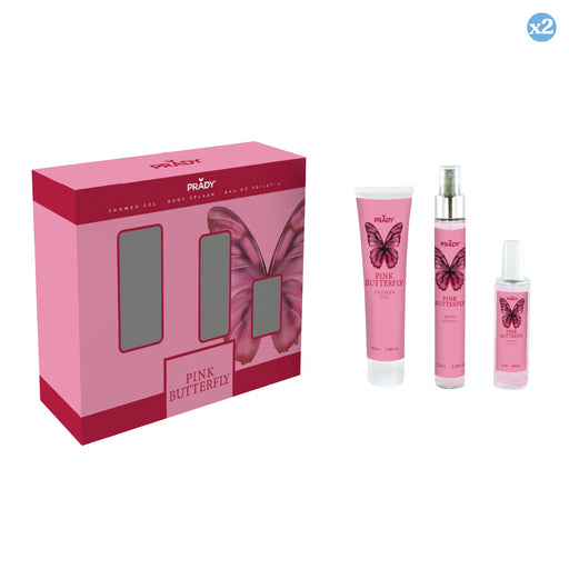 Pack 2x - Ensemble Pink Butterfly - Eau de Toilette, Body Splash et Lotion pour le corps - 225ml - Prady - Prady - 1