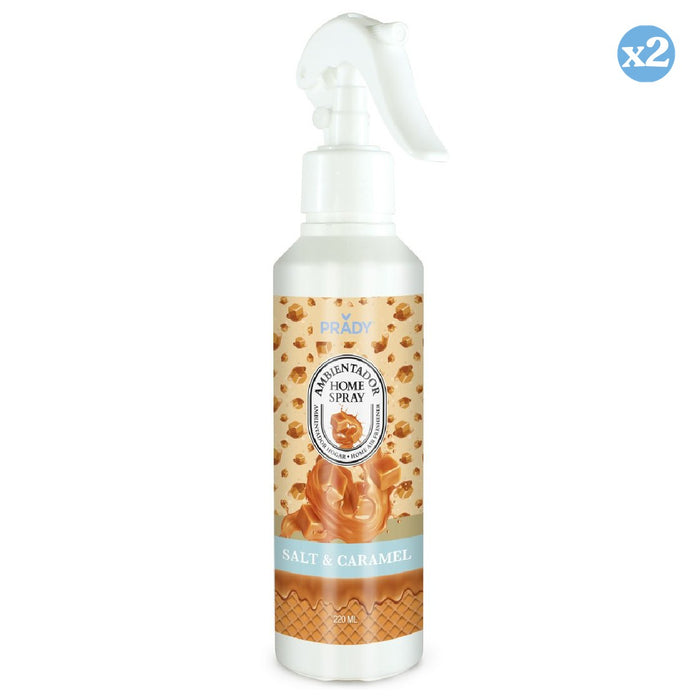 Pack 2x - DÉSODORISANT SPRAY D'AMBIANCE SEL & CARAMEL 220 ML - Prady - 1