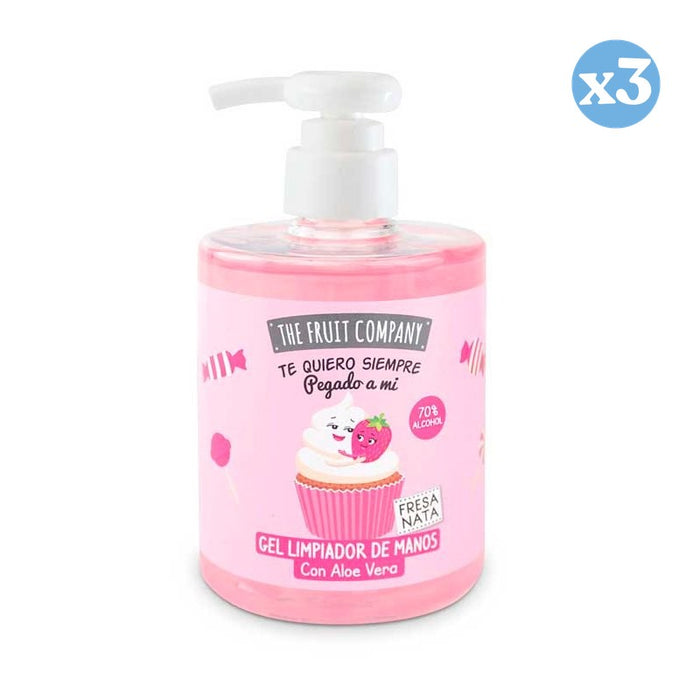 Pack 3x - Gel Nettoyant pour les Mains - Fraise et Crème - 500ml - The Fruit Company - 1