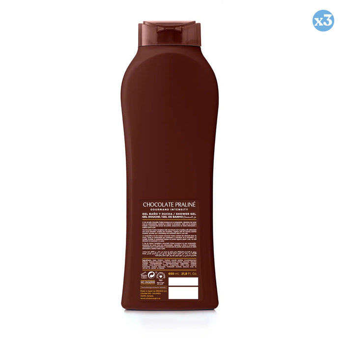 Pack 3x - Gel douche Tulipe Noire Chocolat Praliné 650 ml - Tulipan Negro - 3