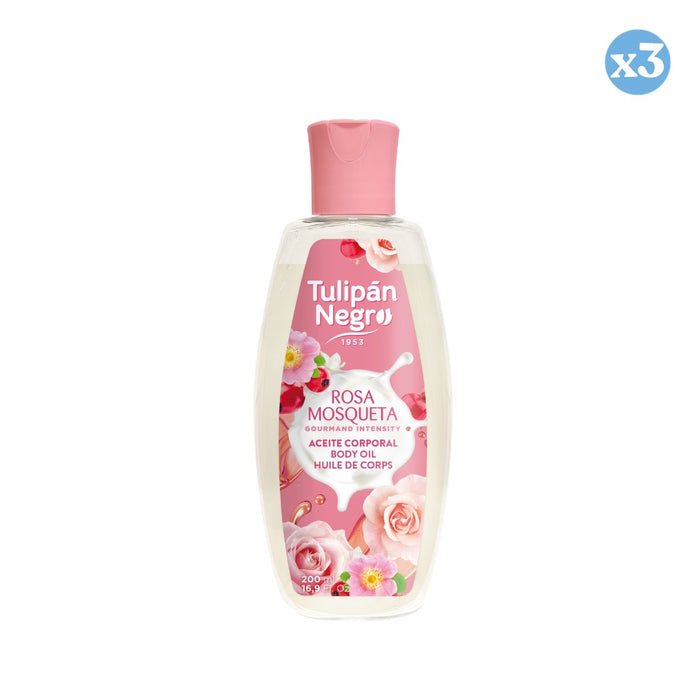 Pack 3x - Huile Corporelle Tulipe Noire Rose Musquée 200 ml - Tulipan Negro - 1