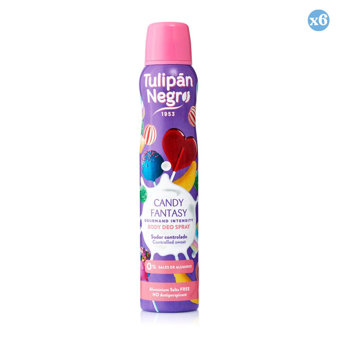 Pack 6x - VAPORISATEUR CORPOREL DÉODORANT TN CANDY FANTASY 200 ML - Tulipan Negro - 1