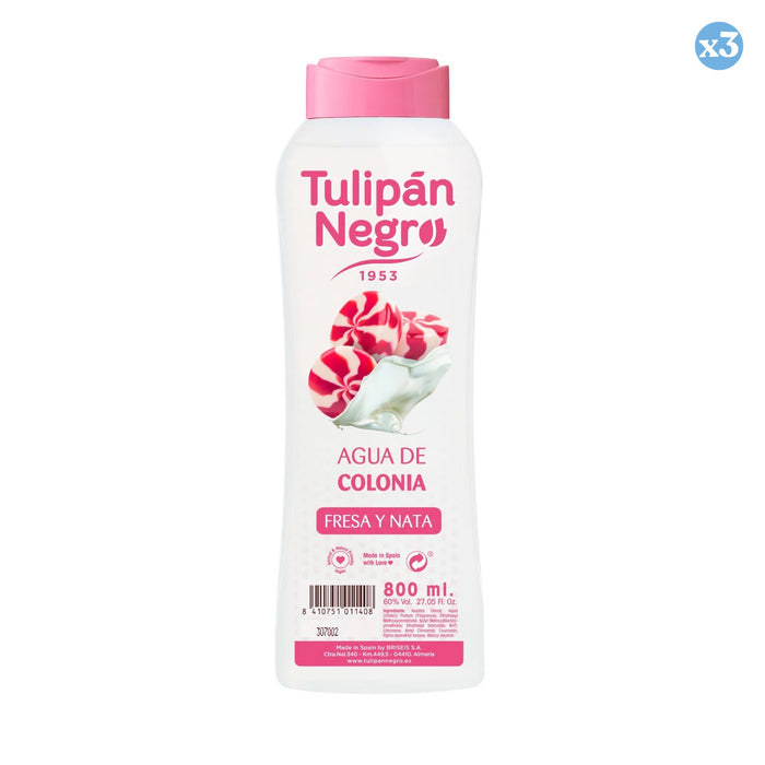 Pack 3x - EAU DE COLOGNE TN FRAISE ET CRÈME 800 ML - Tulipan Negro - 1