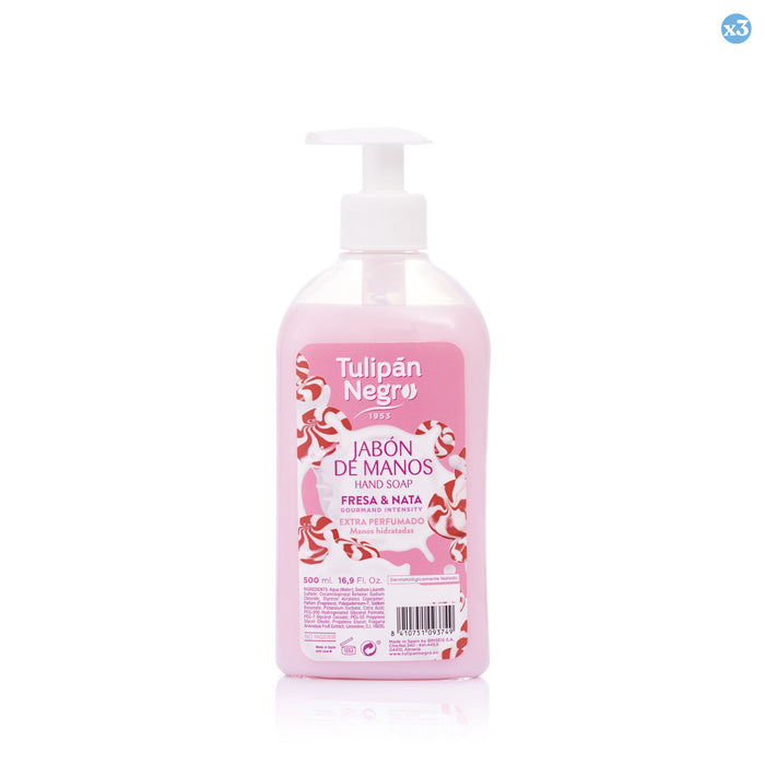 Pack 3x - Savon pour les mains Fraise et Crème 500 ml Tulipán Negro - Tulipan Negro - 1