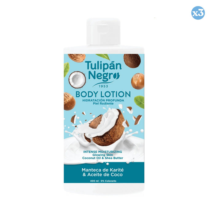 Lot de 3 - LAIT POUR LE CORPS KARITÉ ET COCO NOIR 400 ML - Tulipan Negro - 1
