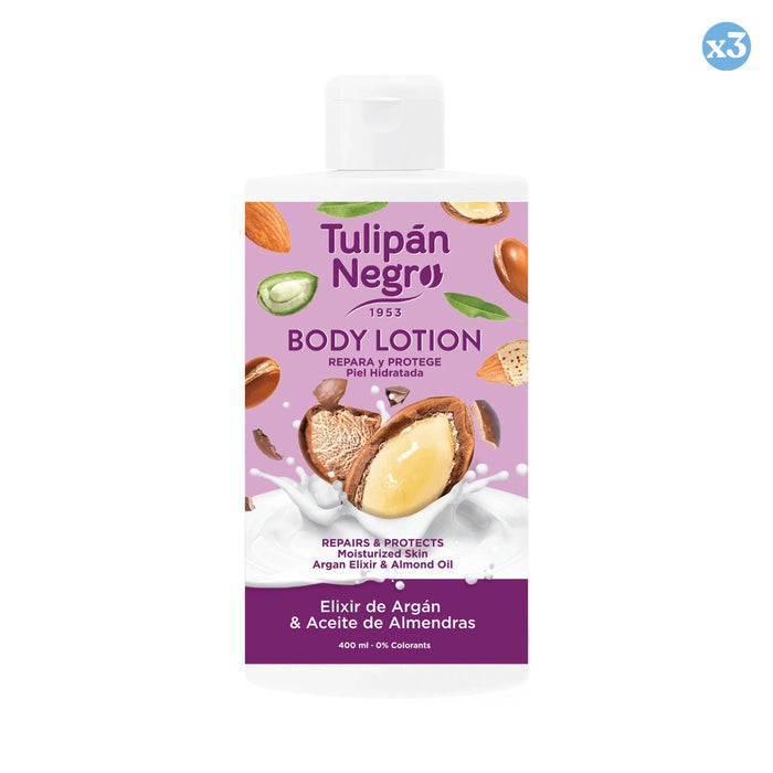 Pack 3x - LAIT POUR LE CORPS T.NEGRO ARGAN ET AMANDES 400 ML - Tulipan Negro - 1