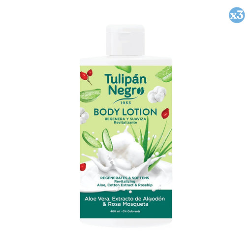 Pack 3x - LAIT CORPOREL TN NOIR ALOE, COTON ET ROSE M 400ML - Tulipan Negro - 1