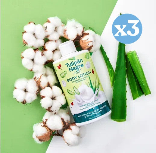 Pack 3x - LAIT CORPOREL TN NOIR ALOE, COTON ET ROSE M 400ML - Tulipan Negro - 2