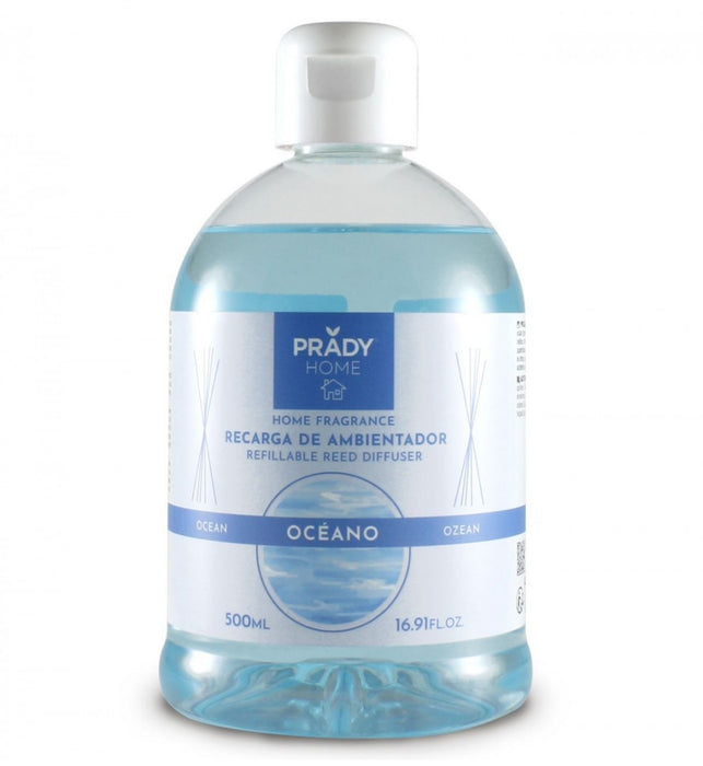 Recharge Mikado - Prady - 500 ml | Assainisseur d'Air au Format Économique pour Diffuseurs avec Bâtonnets - Prady : Océano - 1