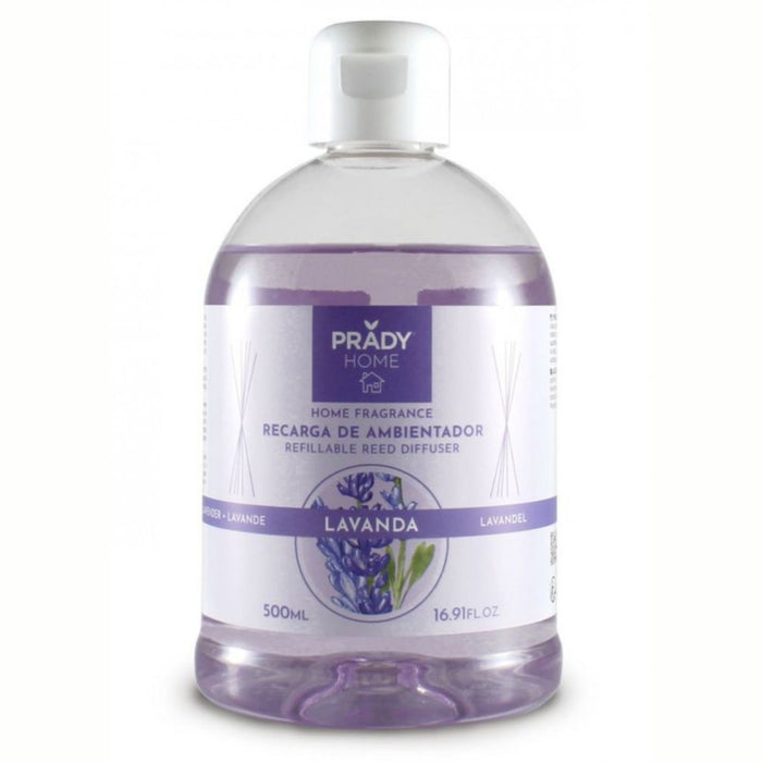 Recharge Mikado - Prady - 500 ml | Assainisseur d'Air au Format Économique pour Diffuseurs avec Bâtonnets - Prady : Lavanda - 1