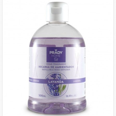 Recharge Mikado - Prady - 500 ml | Assainisseur d'Air au Format Économique pour Diffuseurs avec Bâtonnets - Prady : Lavanda - 1