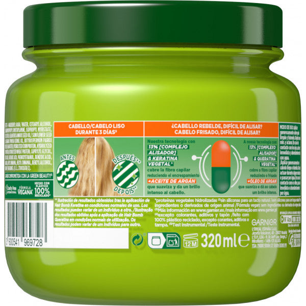 Hair Bomb Keratina Liso & Brillo Masque Capillaire Ultra Lissant à l'Huile d'Argan - Fructis - 1