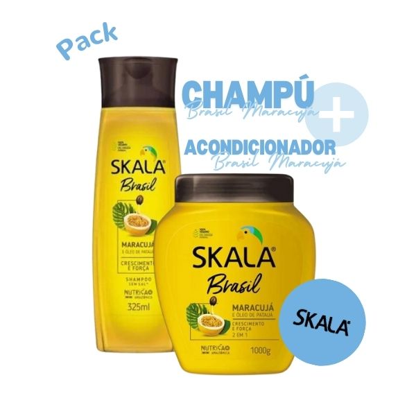 Pack Maracuja et Huile de Pomme de Terre: Shampoing + Après-Shampoing 1000ml - Skala - 1