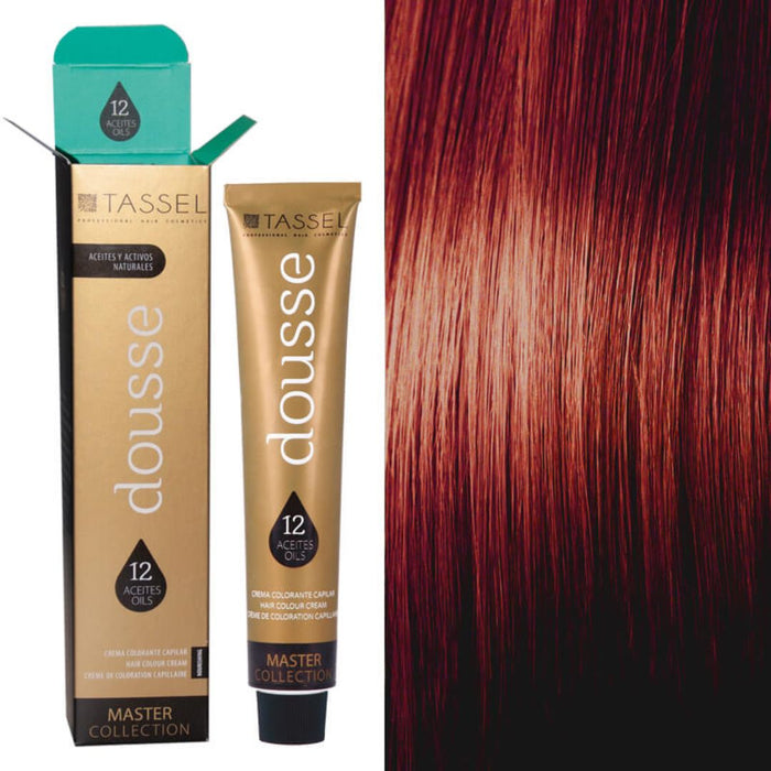 Colorant Tassel Dousse Master Collection - 100 ml | 11 nuances de base avec 12 huiles essentielles - Tassel : 4.55 - CASTAÑO MEDIO ROJO INTENSO - 1