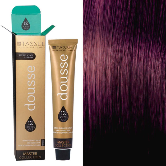 Colorant Tassel Dousse Master Collection - 100 ml | 11 nuances de base avec 12 huiles essentielles - Tassel : 3.65 - CASTAÑO OSCURO VIOLETA ROJIZO - 1