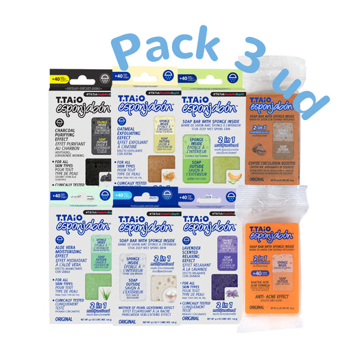 Pack de 3 ÉpongeSavon: Éponge + Savon 2 en 1 - 120gr - T.taio - 1