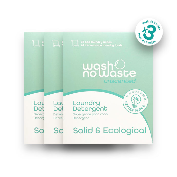 Détergent en bandes biodégradables - Sans parfum - Lot de 3 - Wash No Waste - 1
